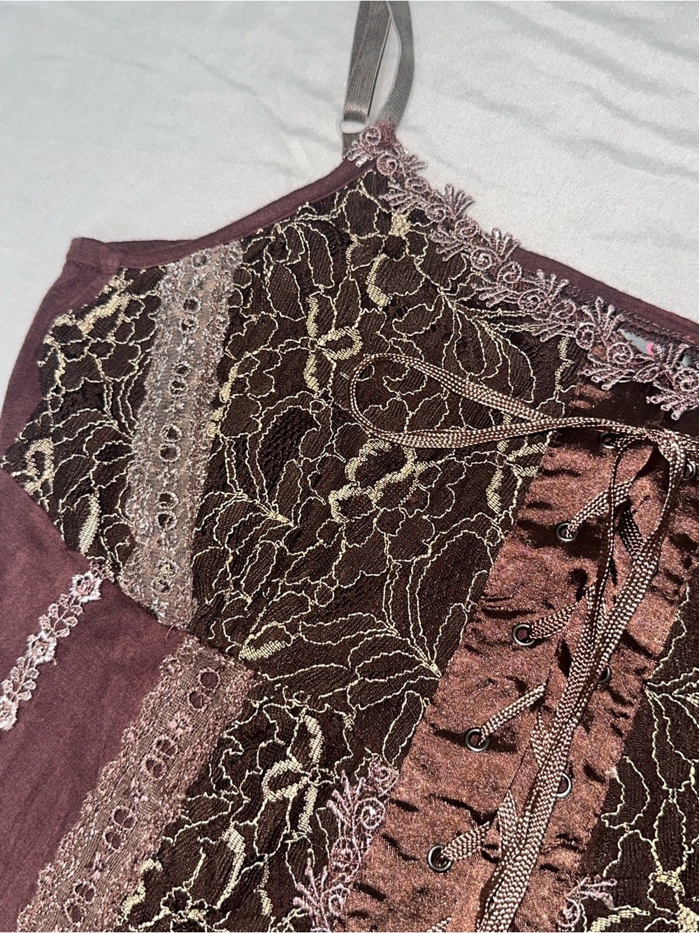 Pretty Angel Women’s L Y2K Fairy Bohemian Lace Corset Tank Grunge Whimsy Goth - Picture 10 of 12